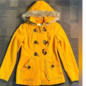 Xhilaration Yellow Faux Fur Hood Jacket